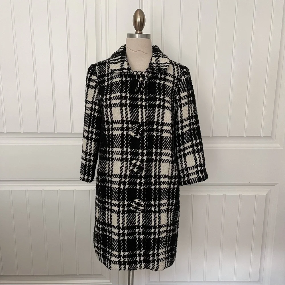BB Dakota Black/White Plaid Coat - Picture 1 of 5